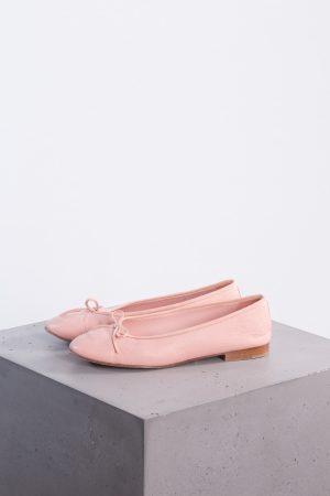 Chanel Pink leather CC cap toe bow ballet flats