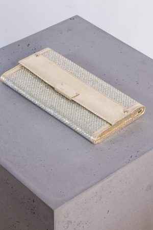 Jimmy Choo Gold and silver glitter leather clutch bag