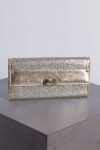 Jimmy Choo Gold and silver glitter leather clutch bag
