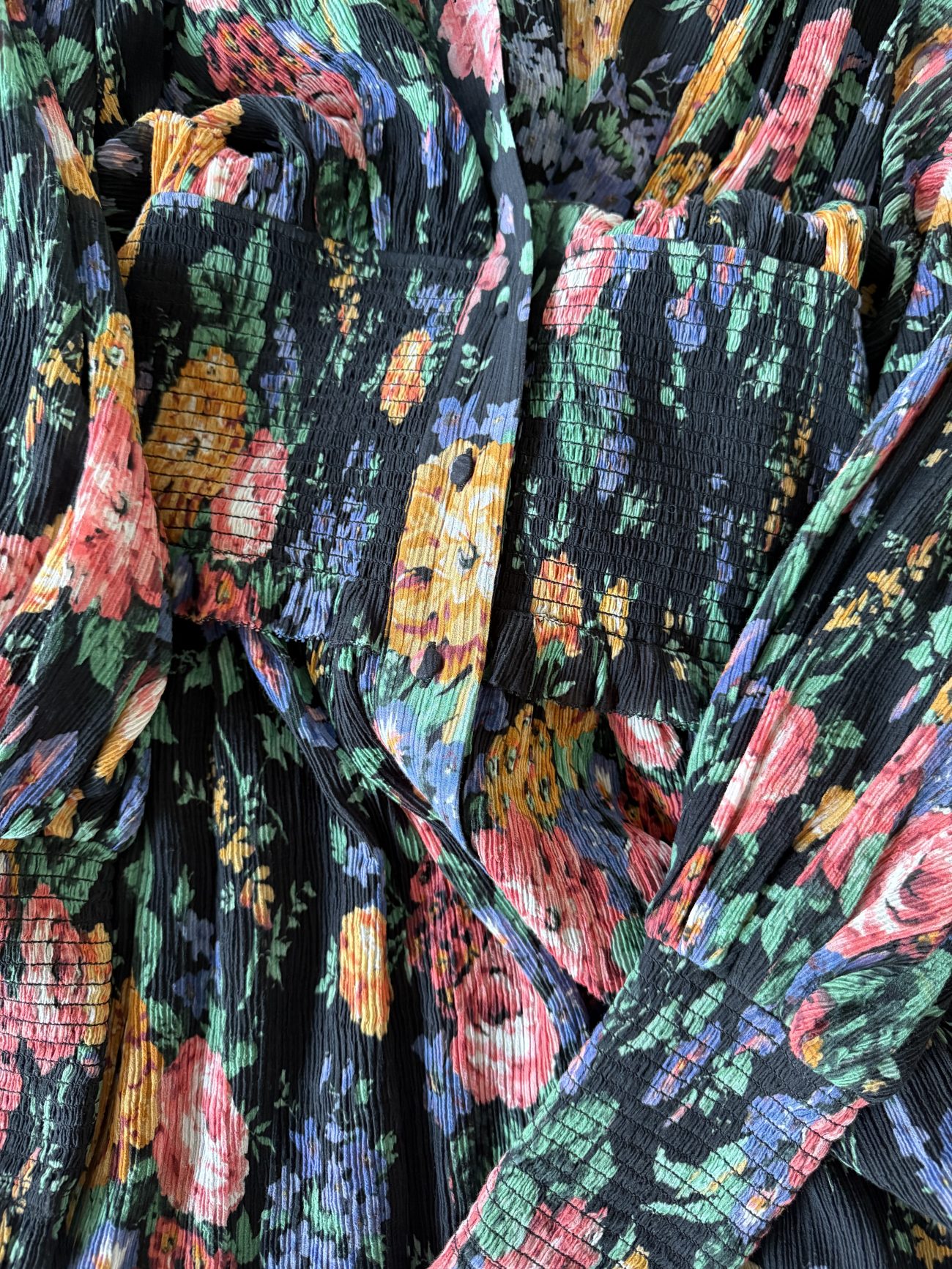 Zimmermann Allia shirred tie neck floral silk blend mini dress 
