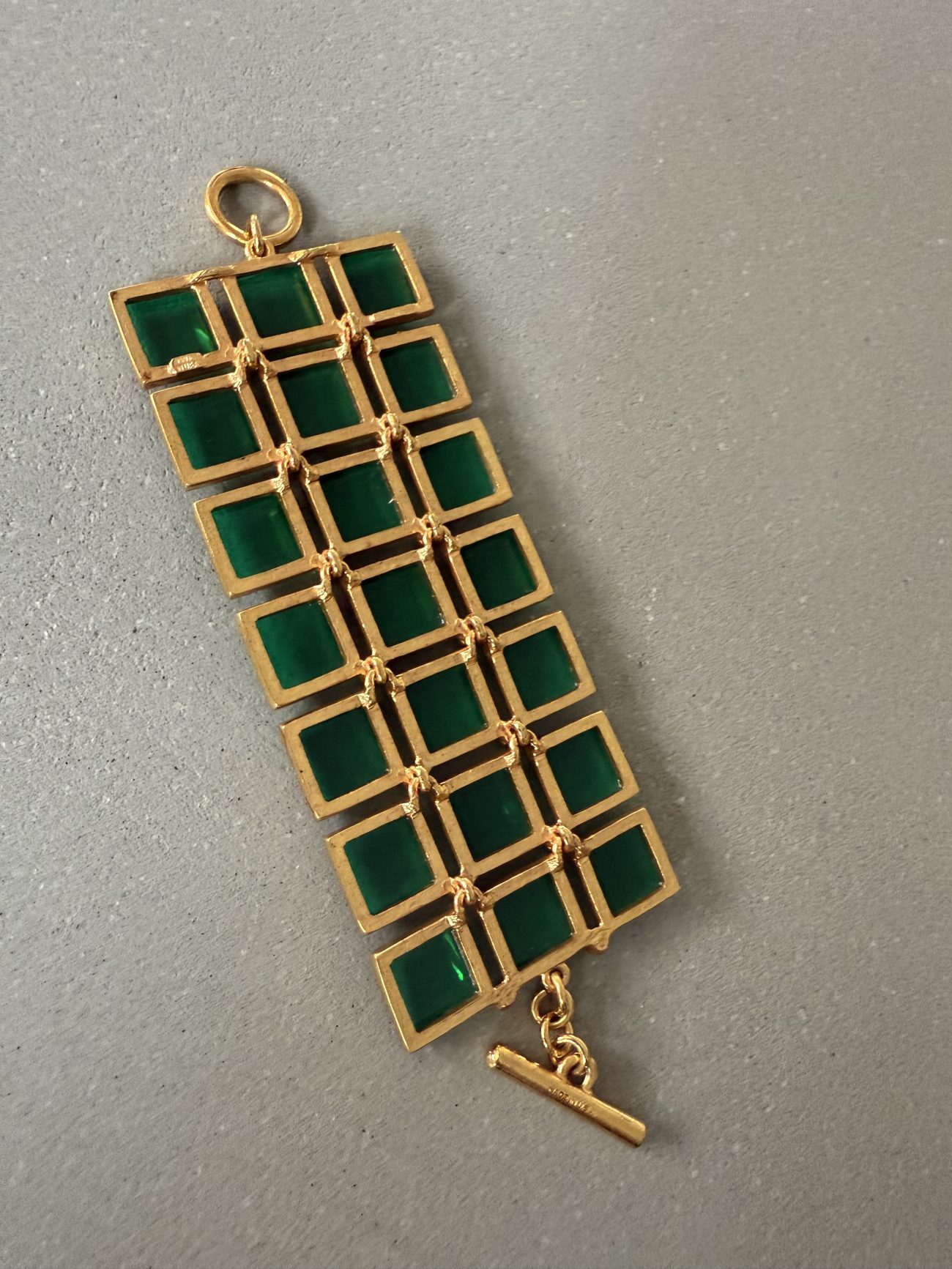 Oscar de la Renta Rectangle Gold tone emerald crystal bracelet