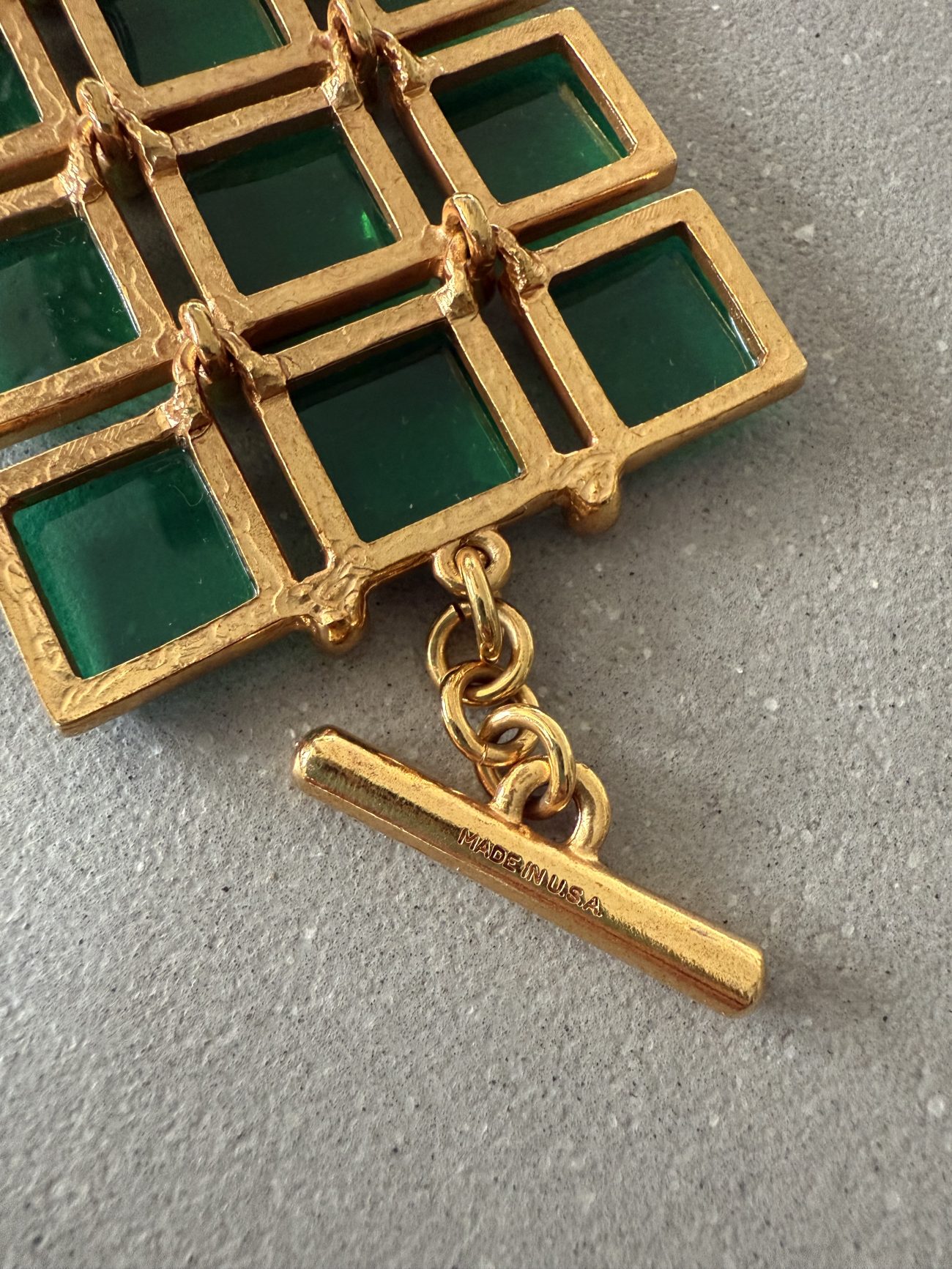Oscar de la Renta Rectangle Gold tone emerald crystal bracelet