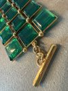 Oscar de la Renta Rectangle Gold tone emerald crystal bracelet