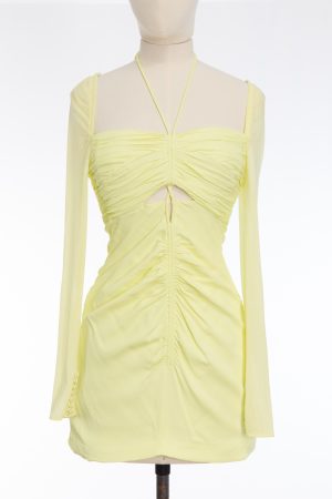 Self-Portrait Ruched Cut Out Mini Dress