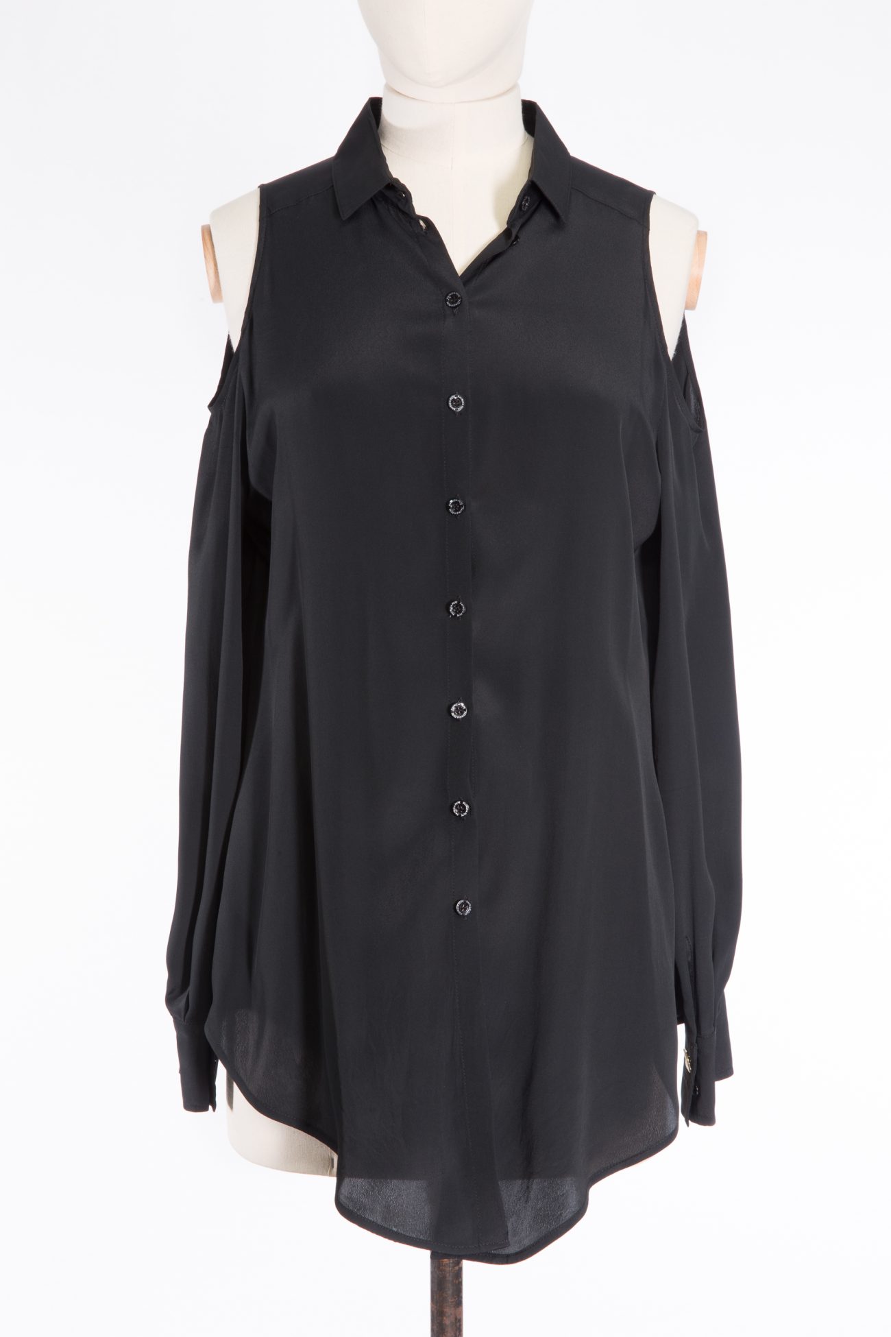 Patrizia Pepe Black silk-blend blouse