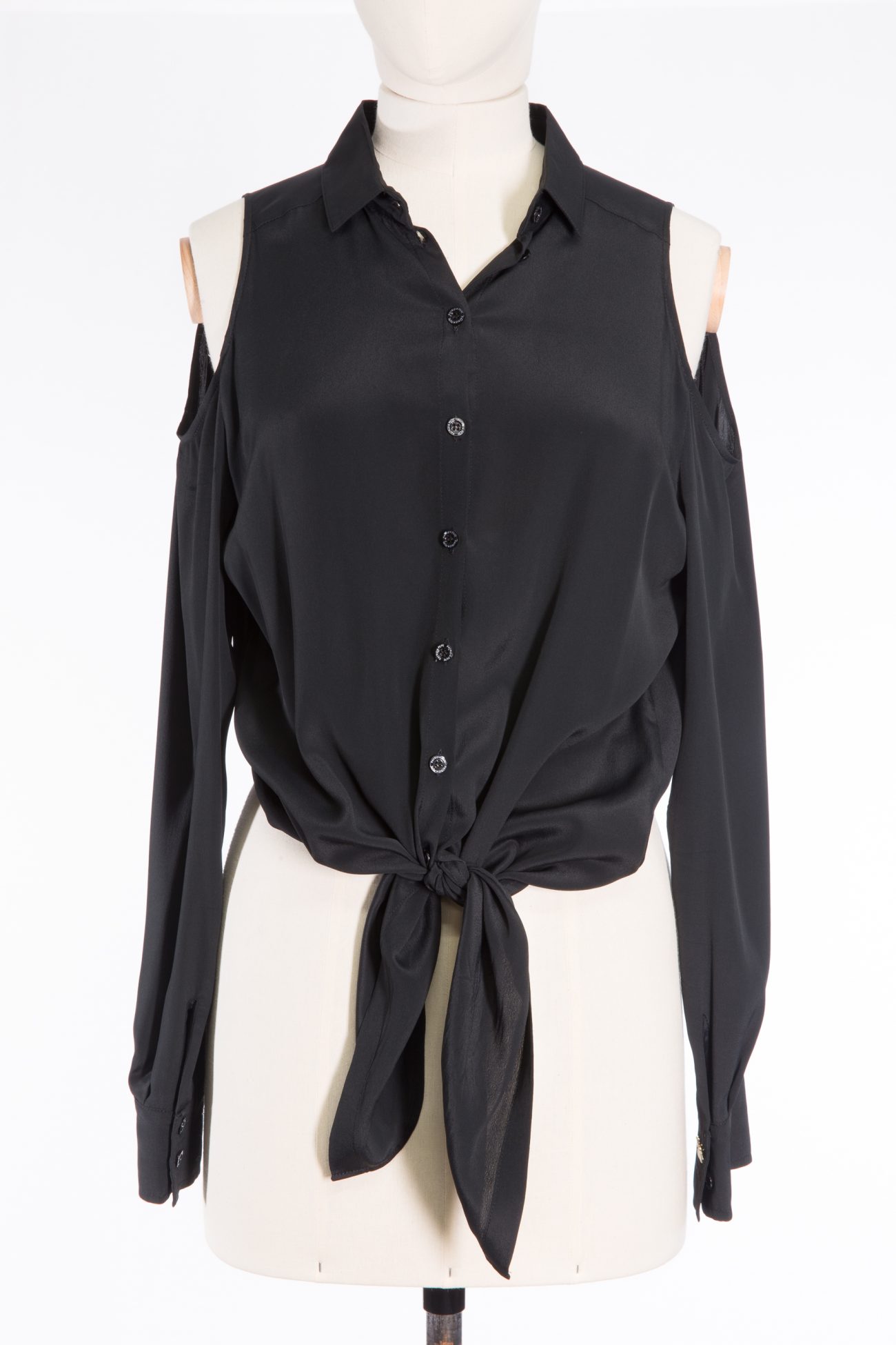 Patrizia Pepe Black silk-blend blouse