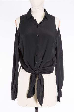 Patrizia Pepe Black silk-blend blouse
