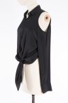 Patrizia Pepe Black silk-blend blouse