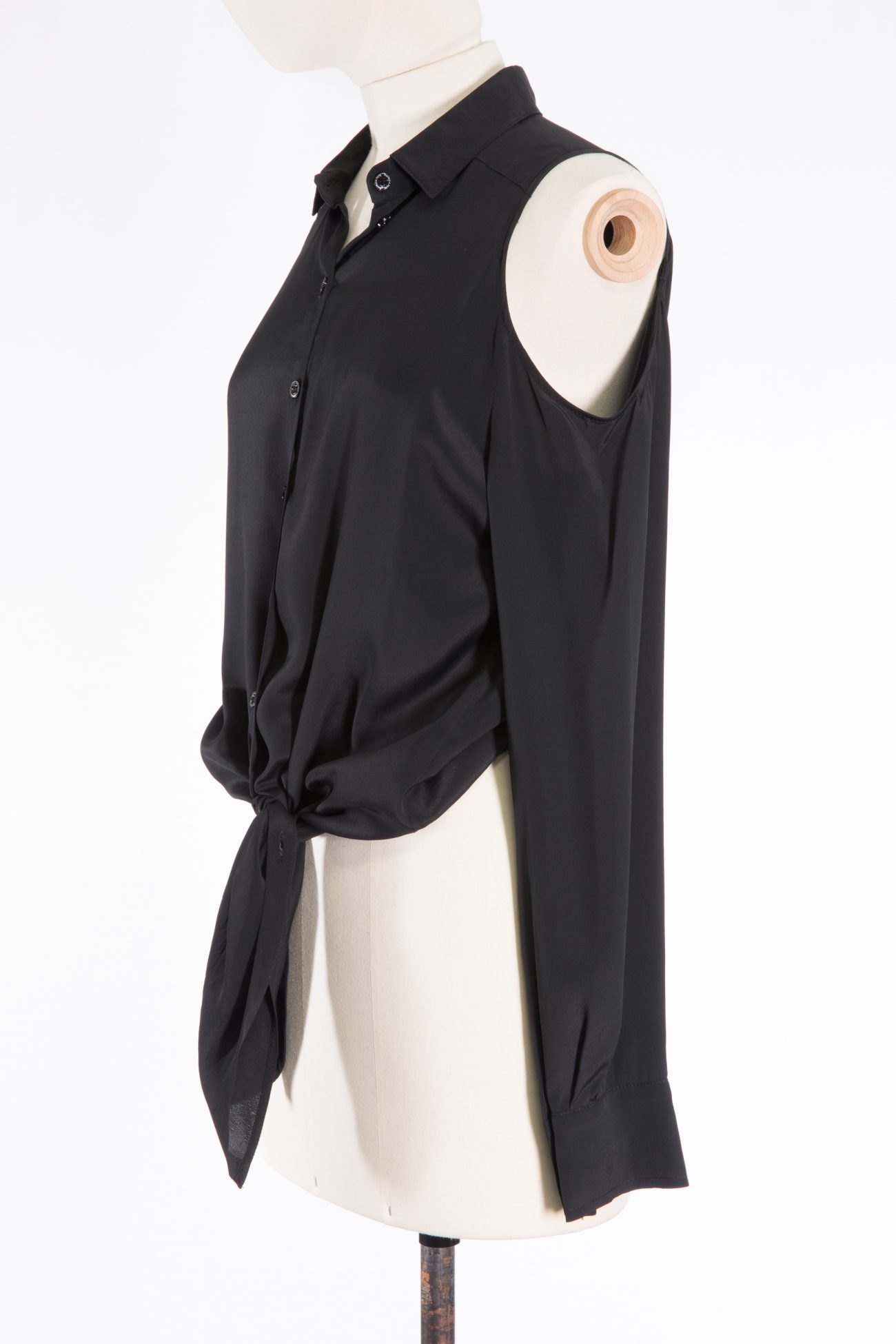 Patrizia Pepe Black silk-blend blouse