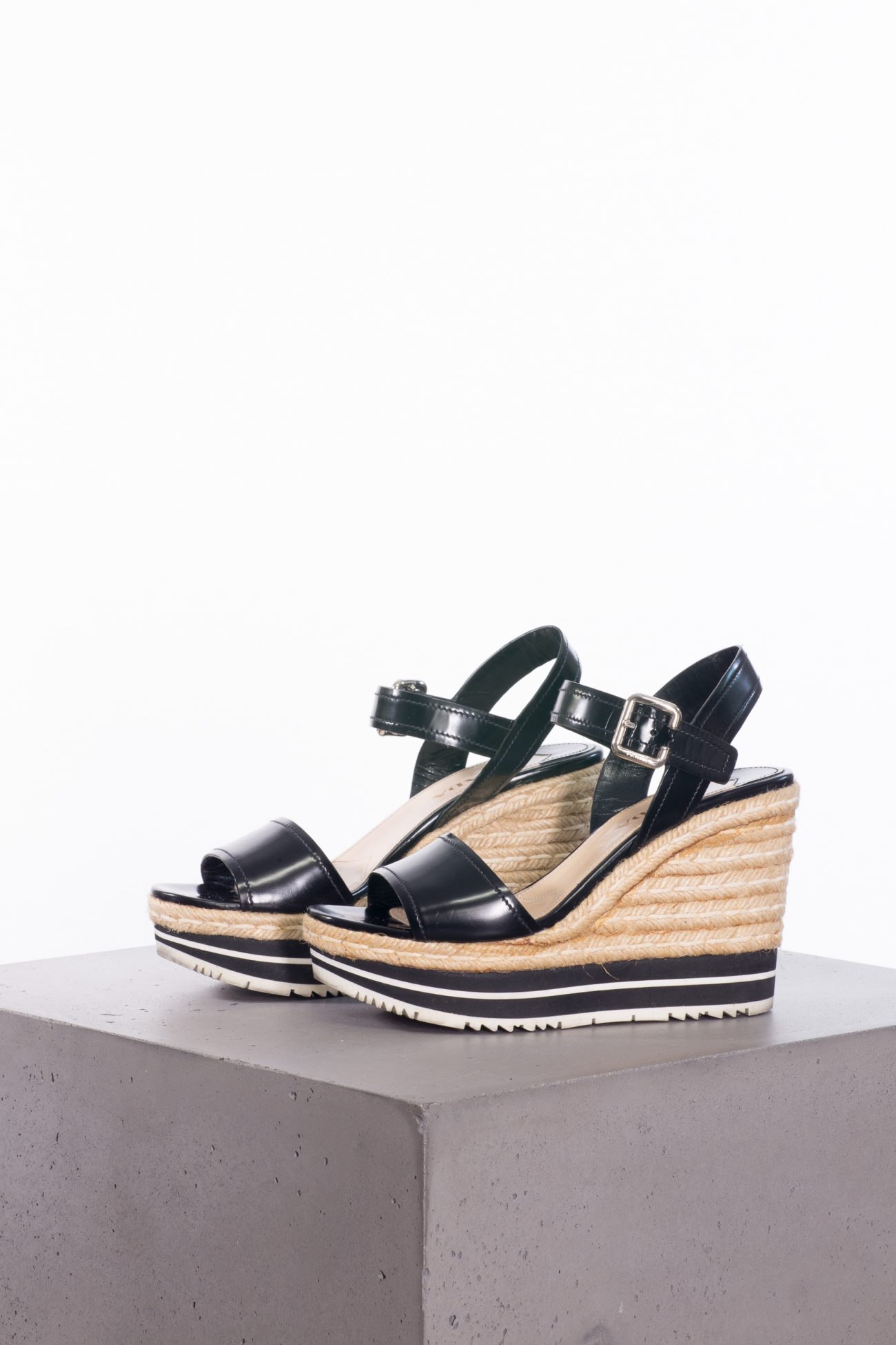 Prada Wedge Sandals in black