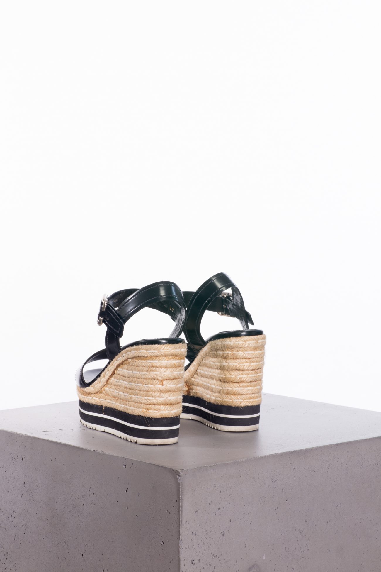 Prada Wedge Sandals in black