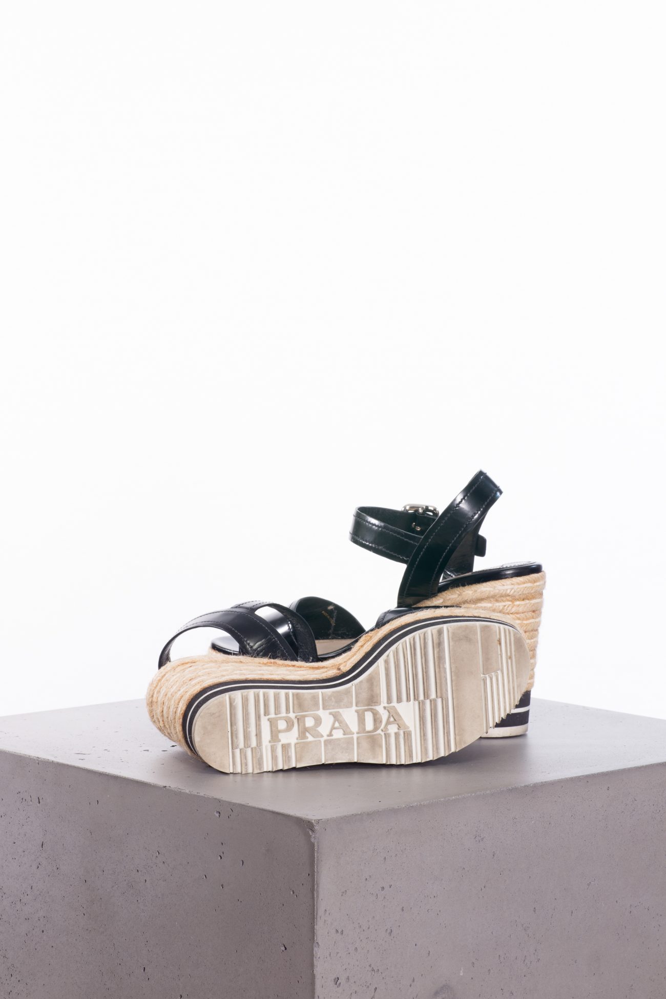 Prada Wedge Sandals in black