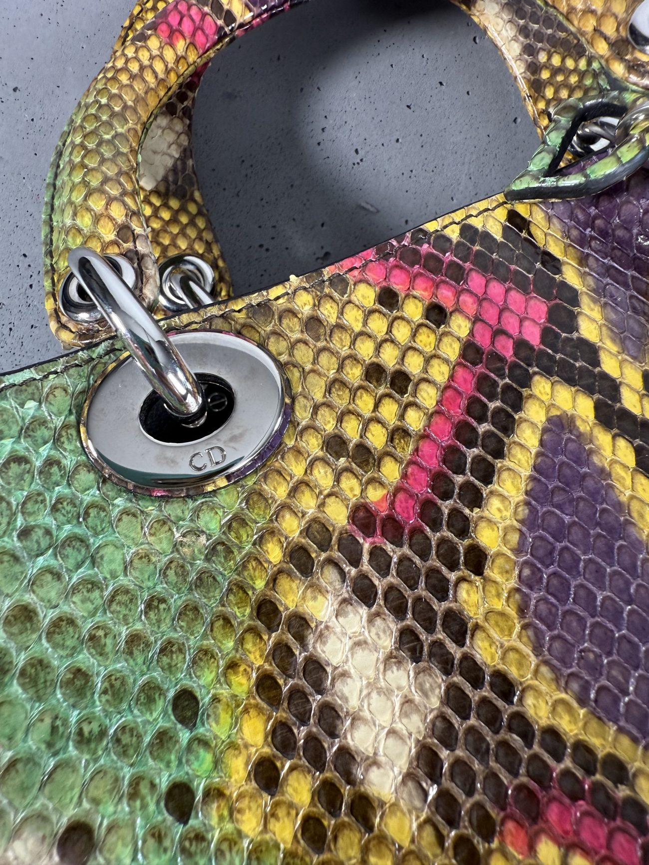 Christian Dior Lady Dior green python