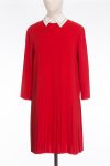 Christian Dior Silk red mini dress with pleated skirt & white collar