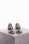 Pollini Leather & suede sandals with snakeskin print