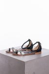 Pollini Leather & suede sandals with snakeskin print