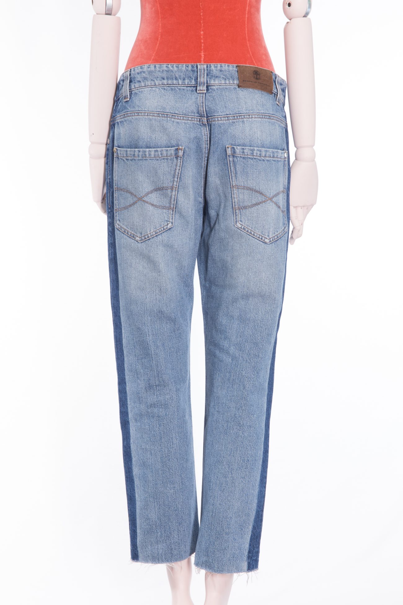 Brunello Cucinelli Cropped jeans with contrast side panels