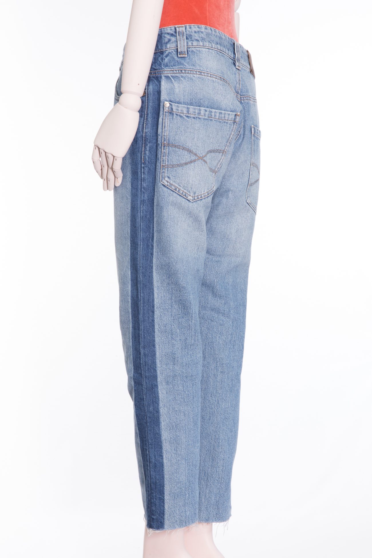 Brunello Cucinelli Cropped jeans with contrast side panels