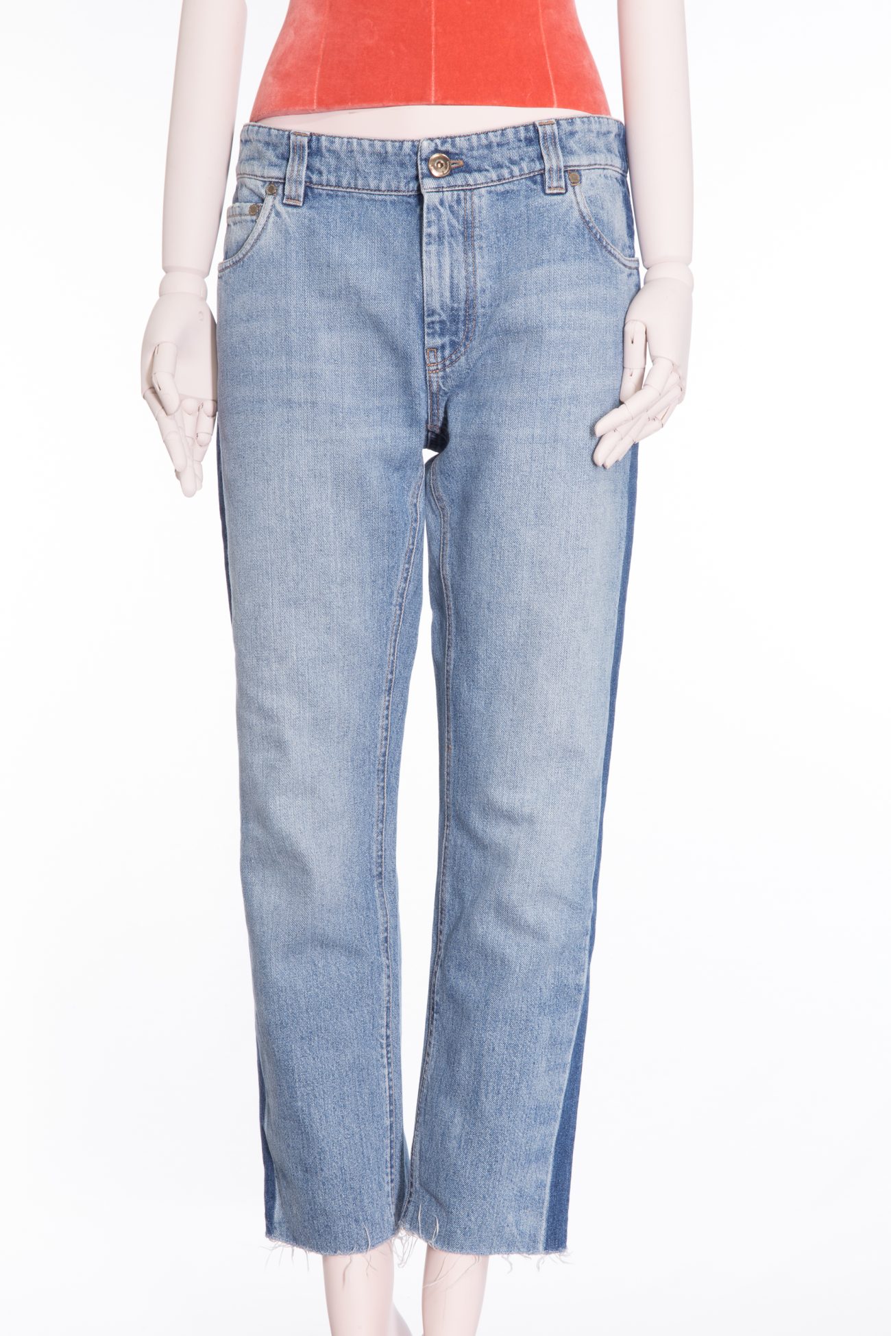 Brunello Cucinelli Cropped jeans with contrast side panels