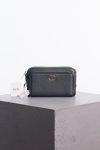 Christian Dior Black grained calfskin caro double pouch