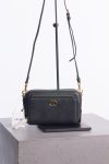 Christian Dior Black grained calfskin caro double pouch