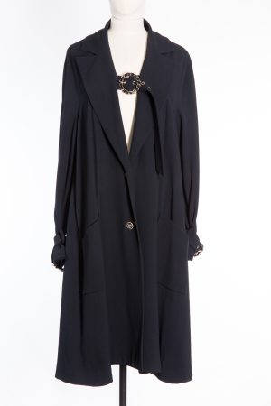 Chane lTimeless black coat-cardigan with iconic chain accents