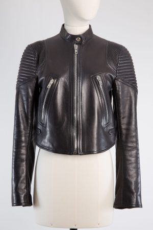 Balmain Cropped leather biker jacket