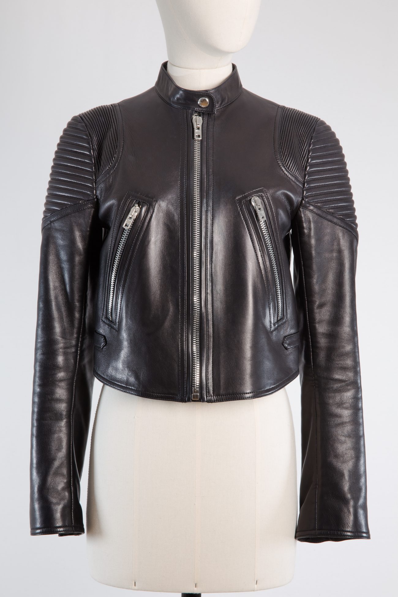 Balmain Cropped leather biker jacket