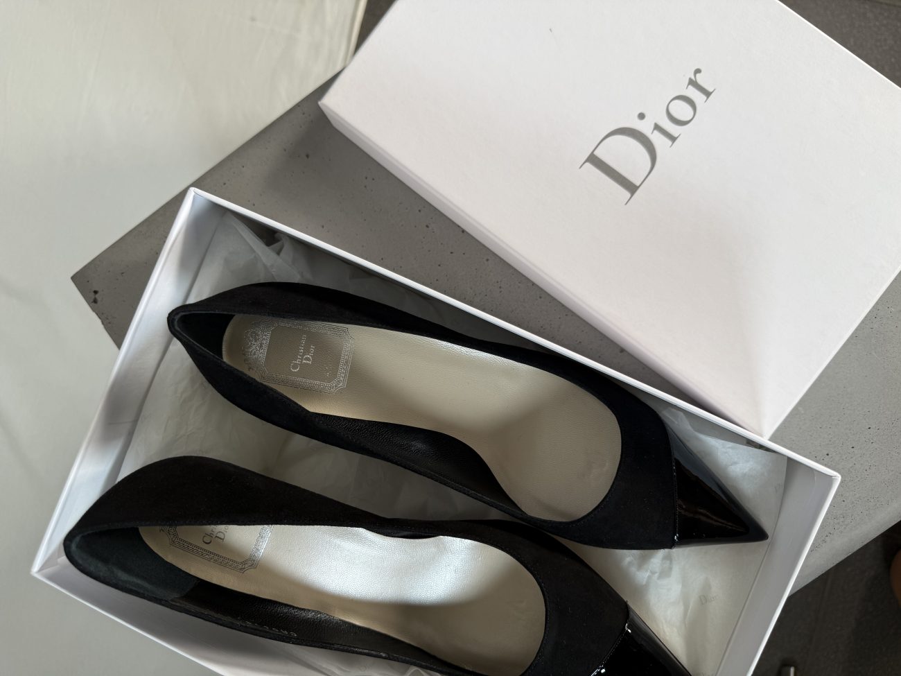 Christian Dior Suede & patent leather pumps