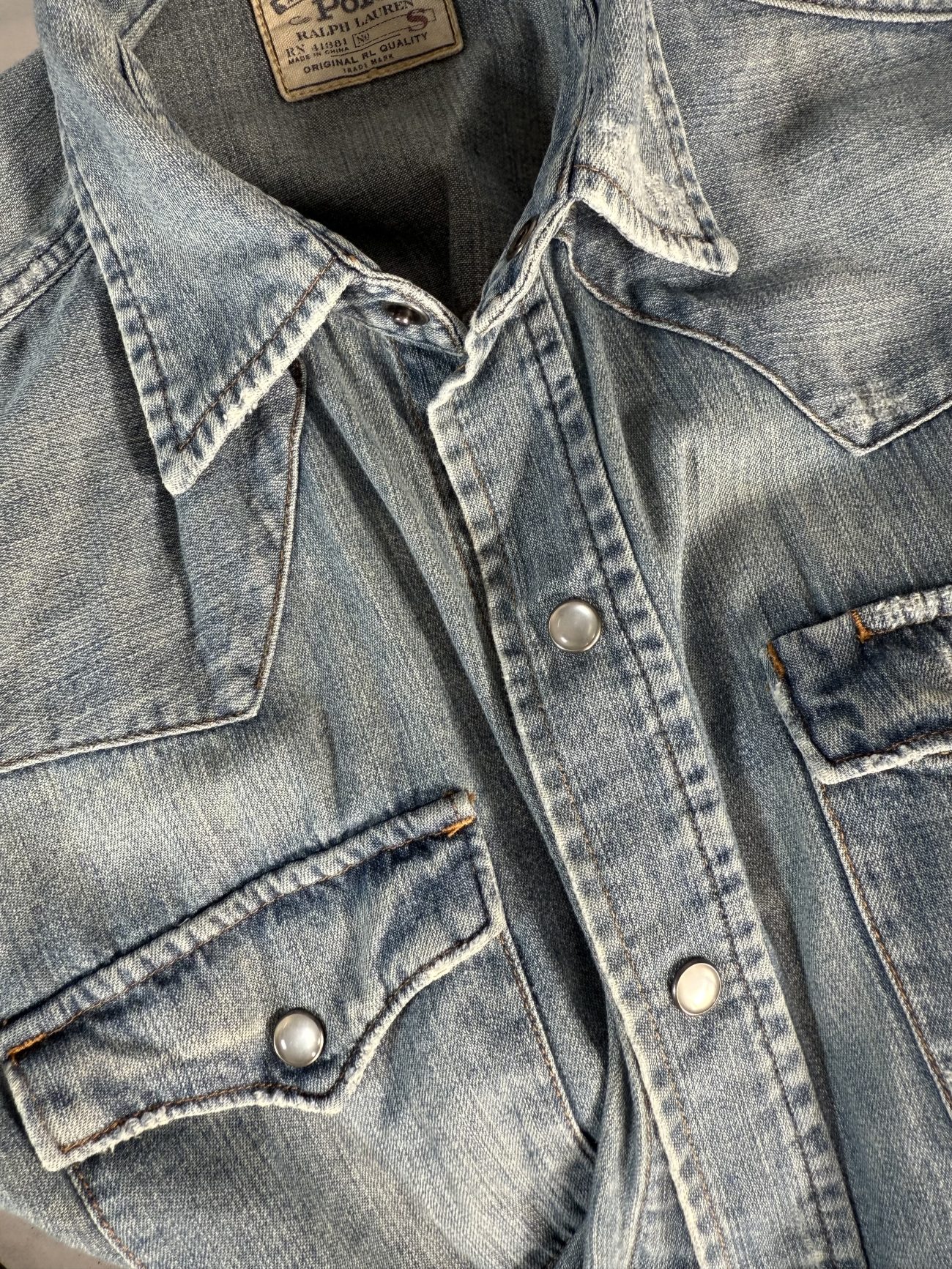 Ralph Lauren Washed denim shirt with pearlized snaps
