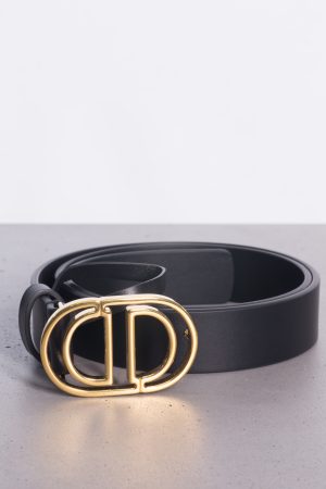Christian Dior 30 Montaigne black calfskin cut-out CD belt