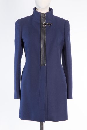 Fay Wool coat with leather insert and signature buckle