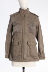 Philipp Plein Khaki camouflage jacket with crystal skull back, detachable lining and hood