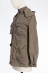 Philipp Plein Khaki camouflage jacket with crystal skull back, detachable lining and hood