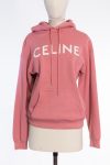 Celine Pink hoodie with white logo & kangaroo pocket