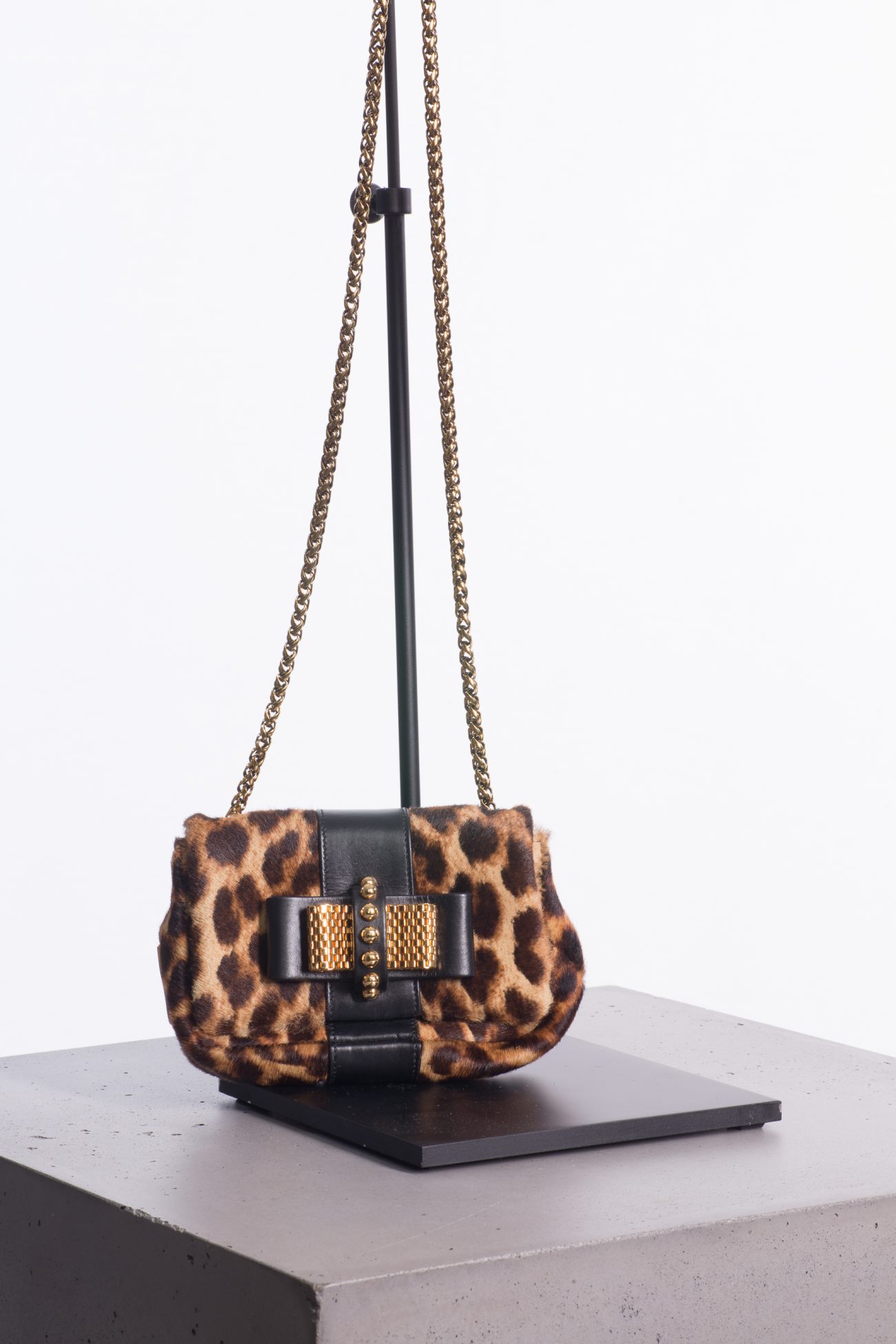 Christian Louboutin Leopard Mini Clutch with Golden Bow