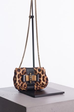 Christian Louboutin Leopard Mini Clutch with Golden Bow