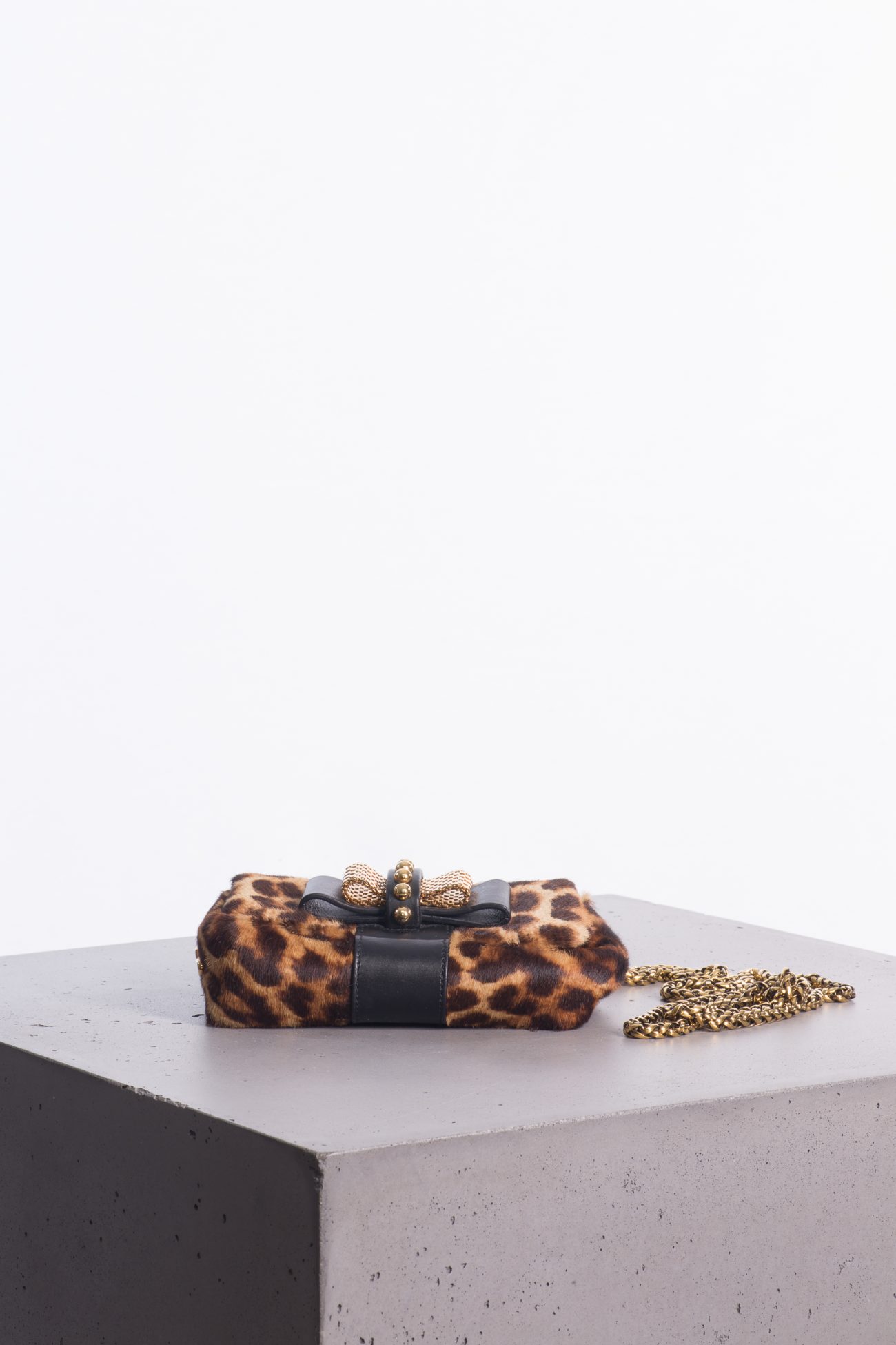 Christian Louboutin Leopard Mini Clutch with Golden Bow