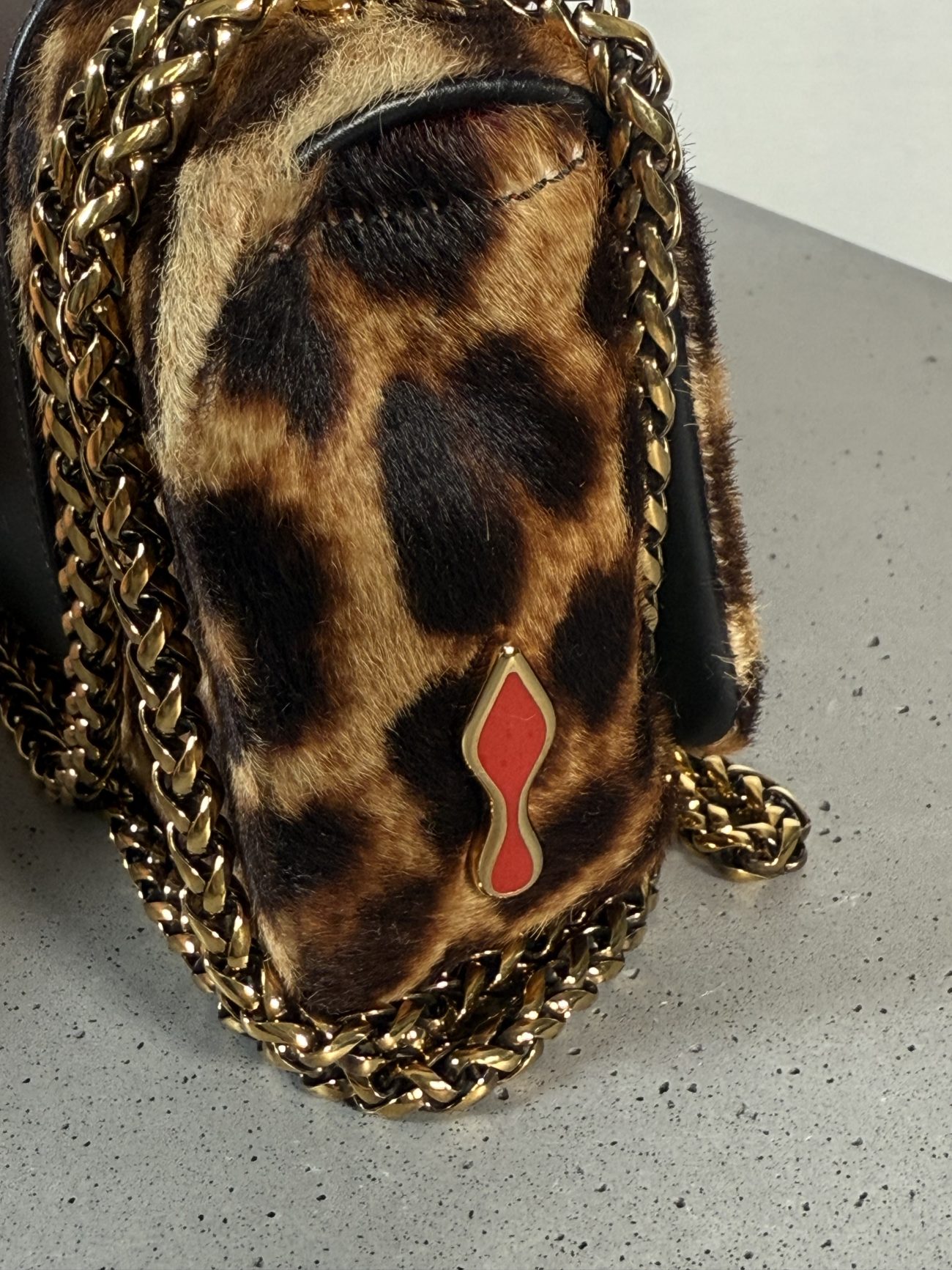 Christian Louboutin Leopard Mini Clutch with Golden Bow