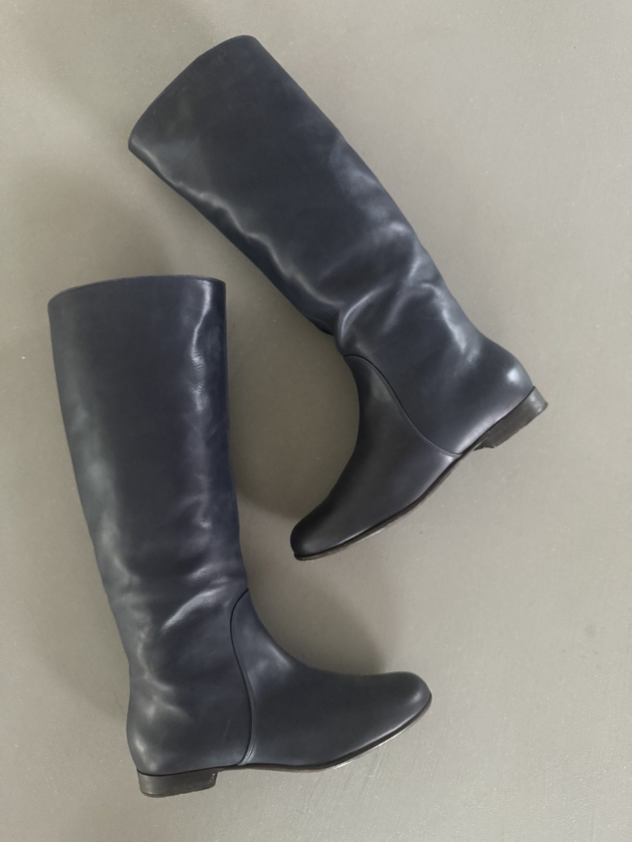 Sergio Rossi Blue Leather Knee-High Boots (Size 36.5)