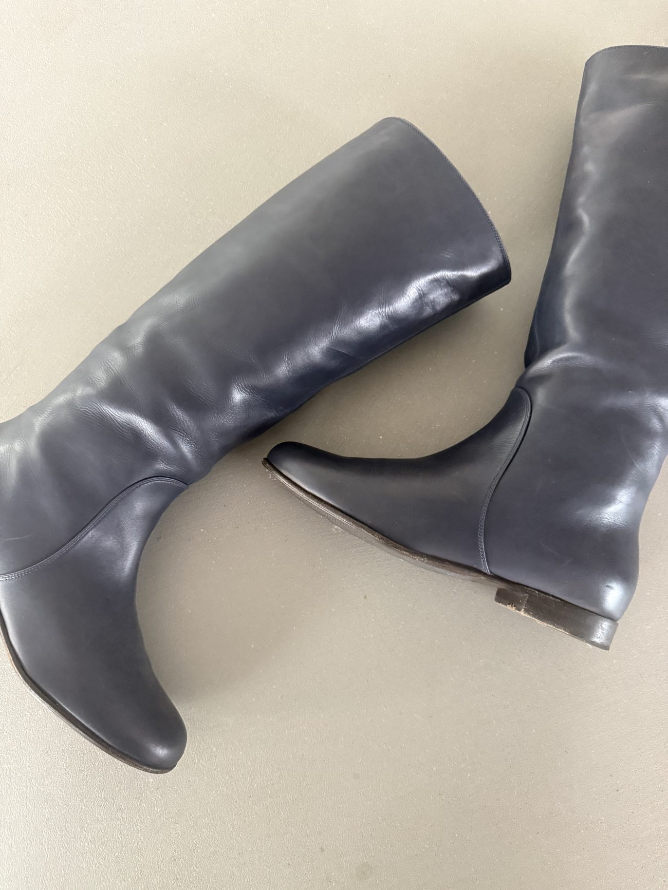 Sergio Rossi Blue Leather Knee-High Boots (Size 36.5)