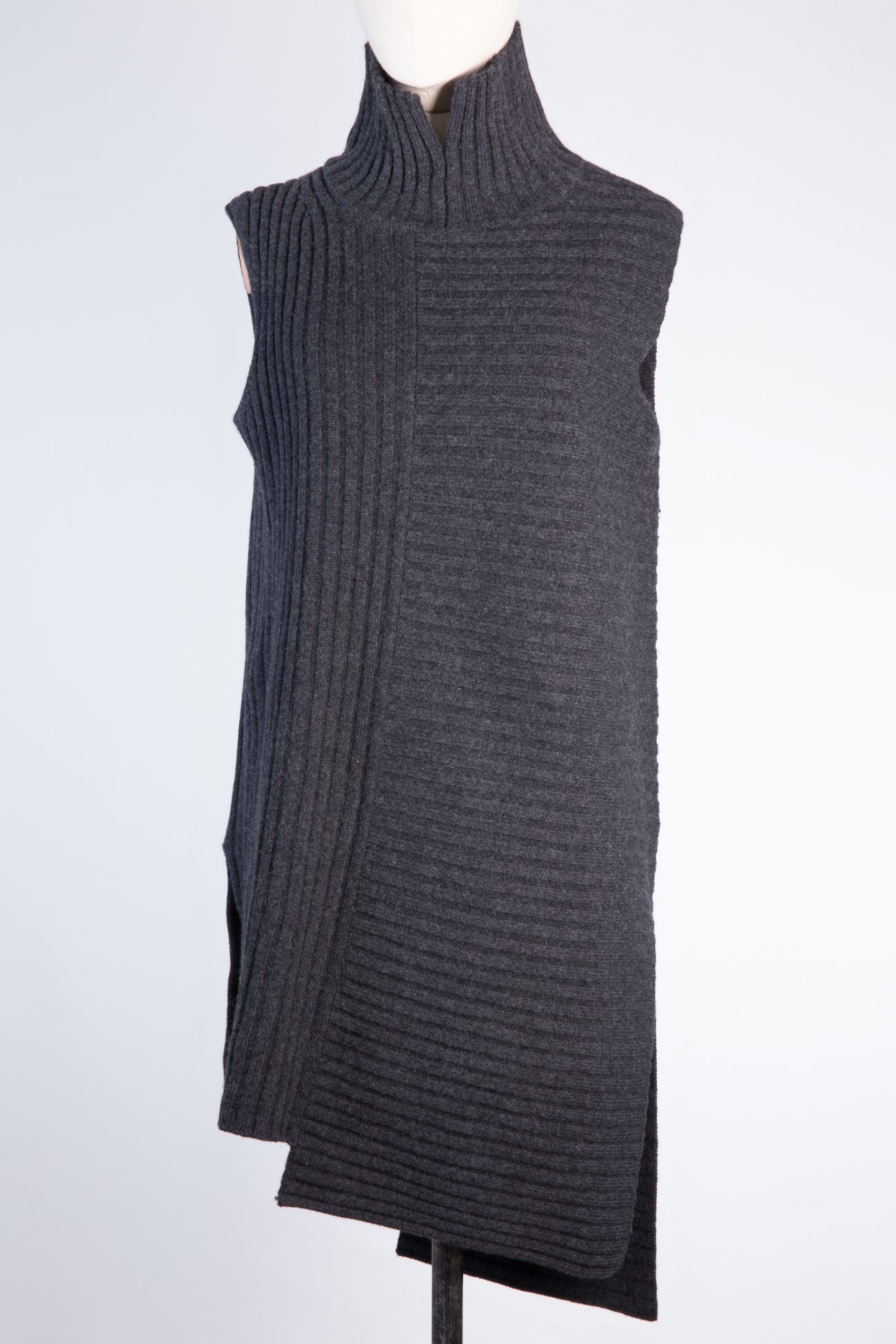 CELINE Asymmetric Ribbed Sleeveless Turtleneck Sweater CELINE Asymmetric Ribbed Sleeveless Turtleneck Sweater