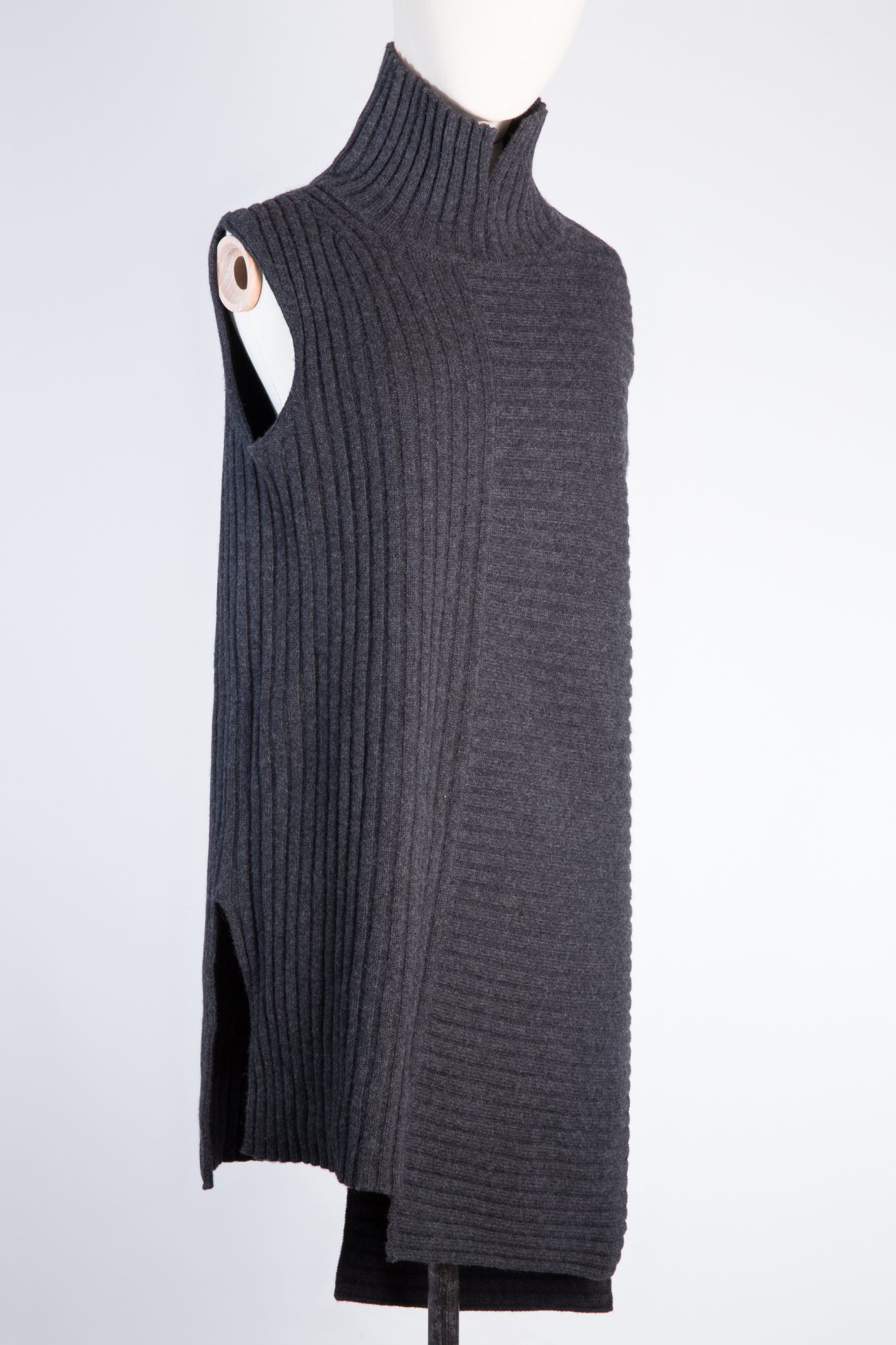 CELINE Asymmetric Ribbed Sleeveless Turtleneck Sweater CELINE Asymmetric Ribbed Sleeveless Turtleneck Sweater