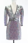Embellished Silver Mini Dress by Balmain