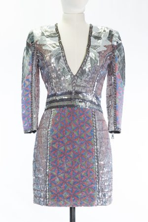 Embellished Silver Mini Dress by Balmain