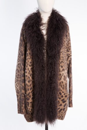Warm wool long Leopard Print Cardigan by Dolce & Gabbana