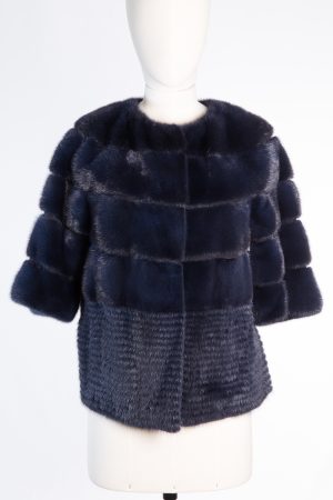 Yves SalomonLuxury dark-navy mink fur jacket with cashmere blend lining