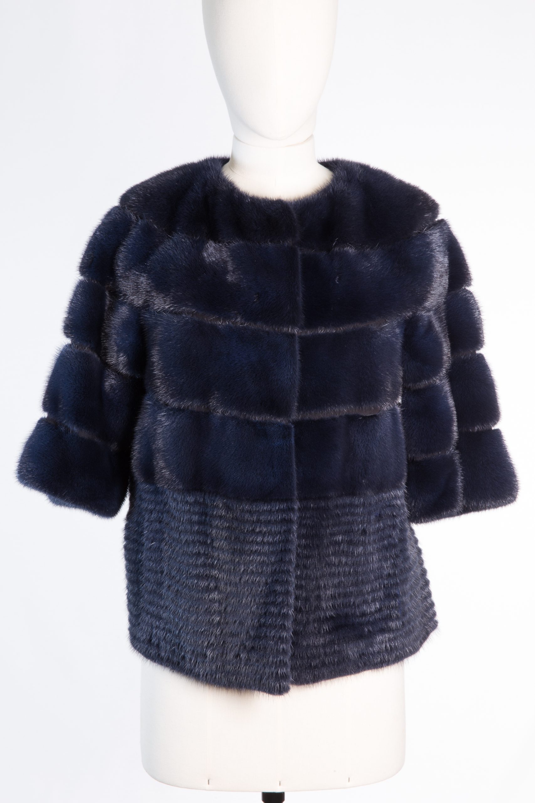Yves SalomonLuxury dark-navy mink fur jacket with cashmere blend lining