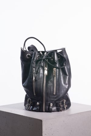 Saint Laurent Paris Black Leather Rider Bucket Bag