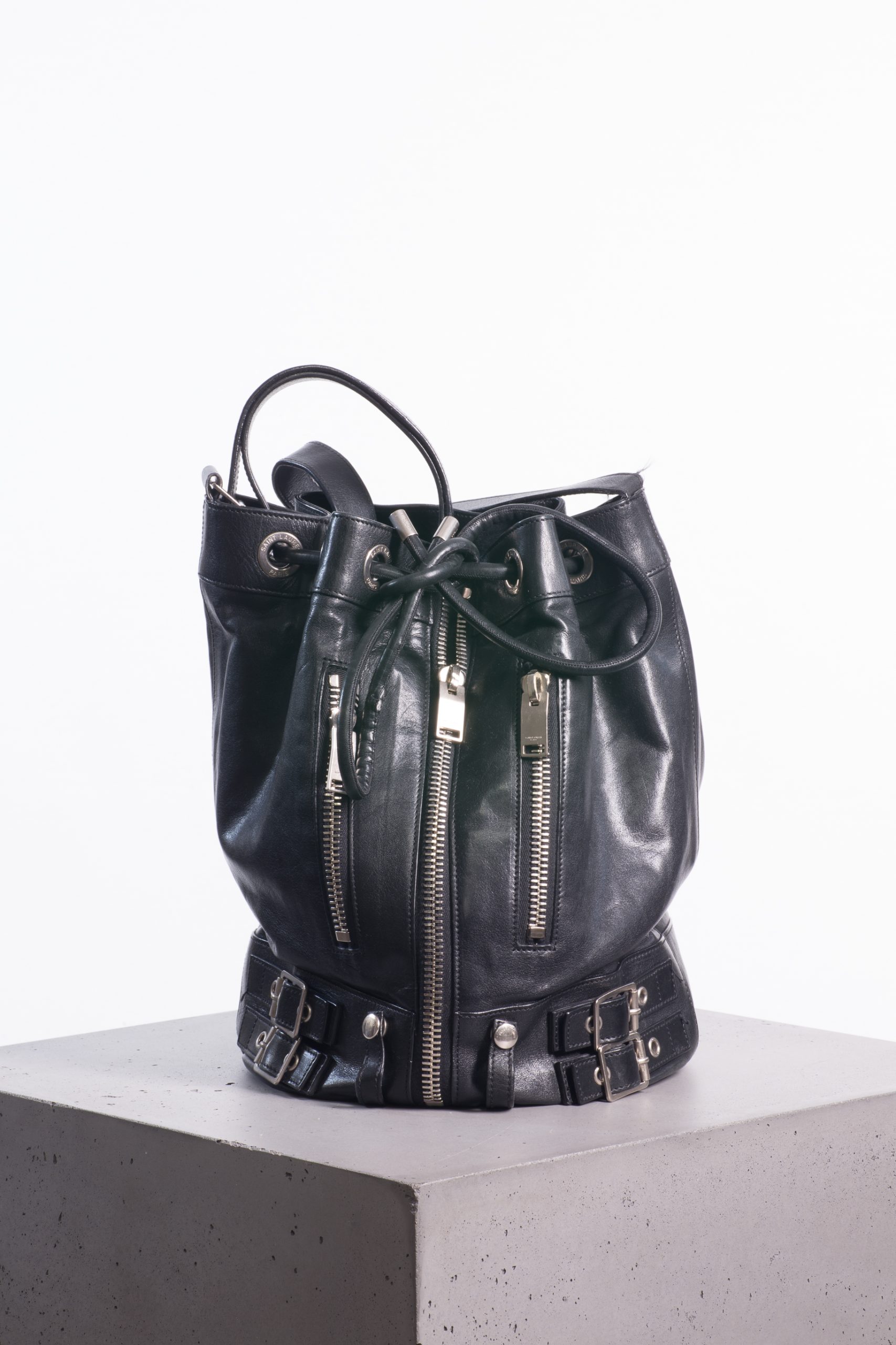 Saint Laurent Paris Black Leather Rider Bucket Bag Saint Laurent Paris Black Leather Rider Bucket Bag